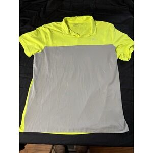 Nike Golf Dri-FIT Colorblock Polo Shirt Yellow Gray XL Short Sleeve Breathable